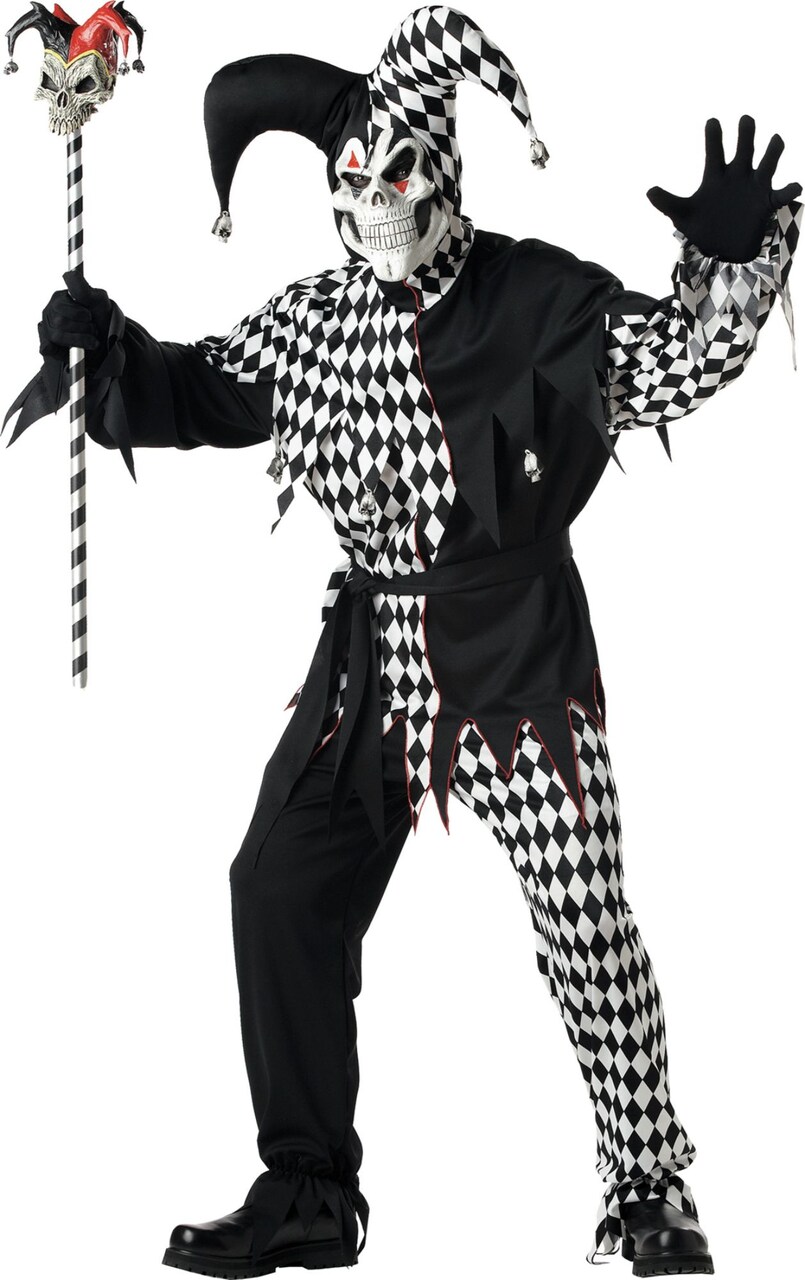 The Costume Center Black and White Evil Jester Men Adult Halloween Costume - Large
